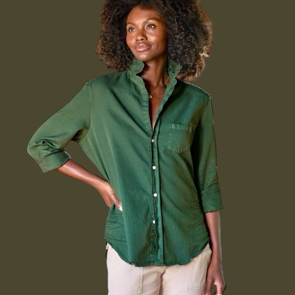 NWOT Frank & Eileen Eileen Relaxed Button-Up Shirt in “Vintage Green” Denim XXS